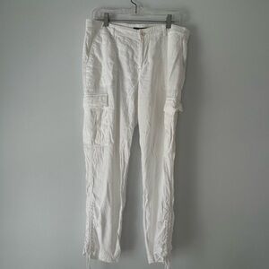 Ralph Lauren Women's White Cropped Linen Cargo Pants